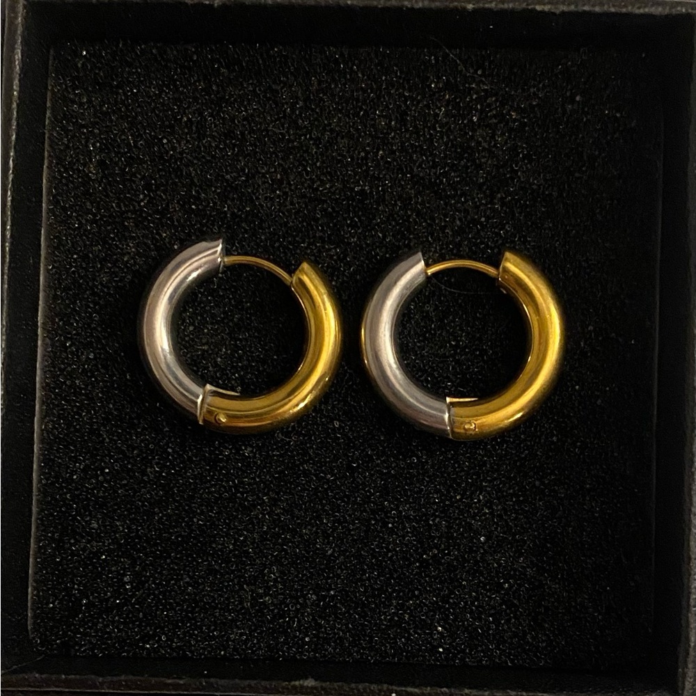 Two-Tone Gold and Silver Hoop Earrings - Women